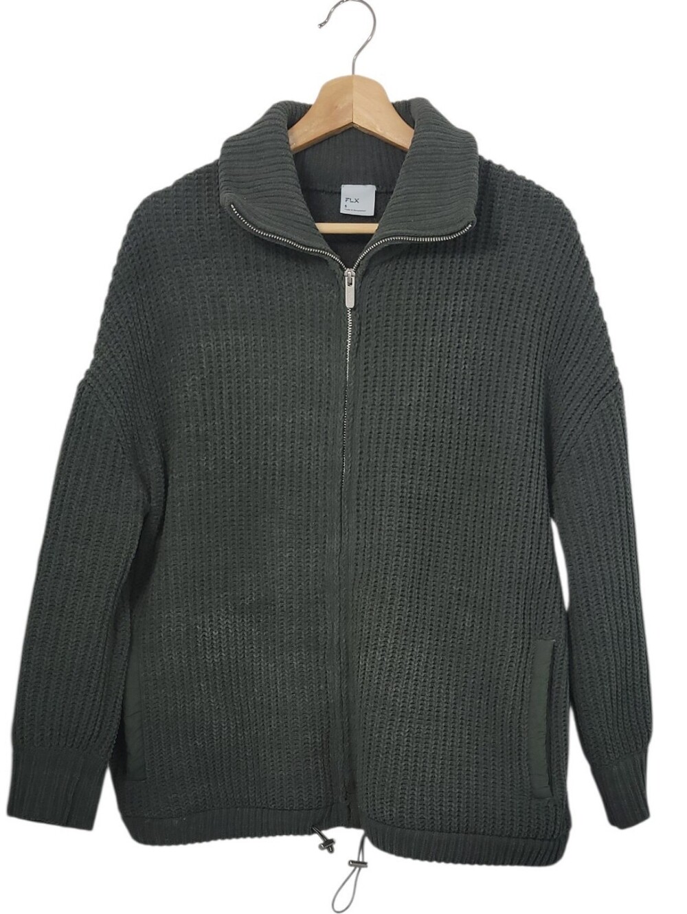 FLX Women's Small Olive Green Textured Fleece Full Zip Jacket Cozy - Picture 2 of 9